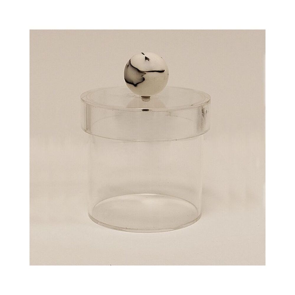 Vivience Small Acrylic Canister With Ball Knob, Beige